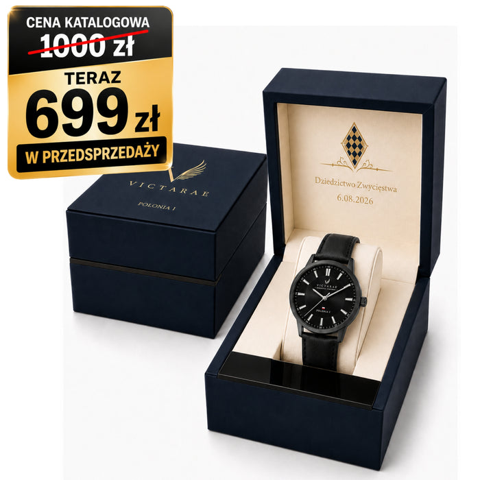 ZEGAREK POLONIA 1 - MEN BLACK (ELEGANCKI PASEK)