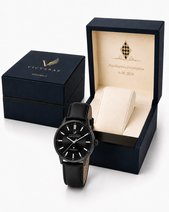 ZEGAREK POLONIA 1 - MEN BLACK (ELEGANCKI PASEK)