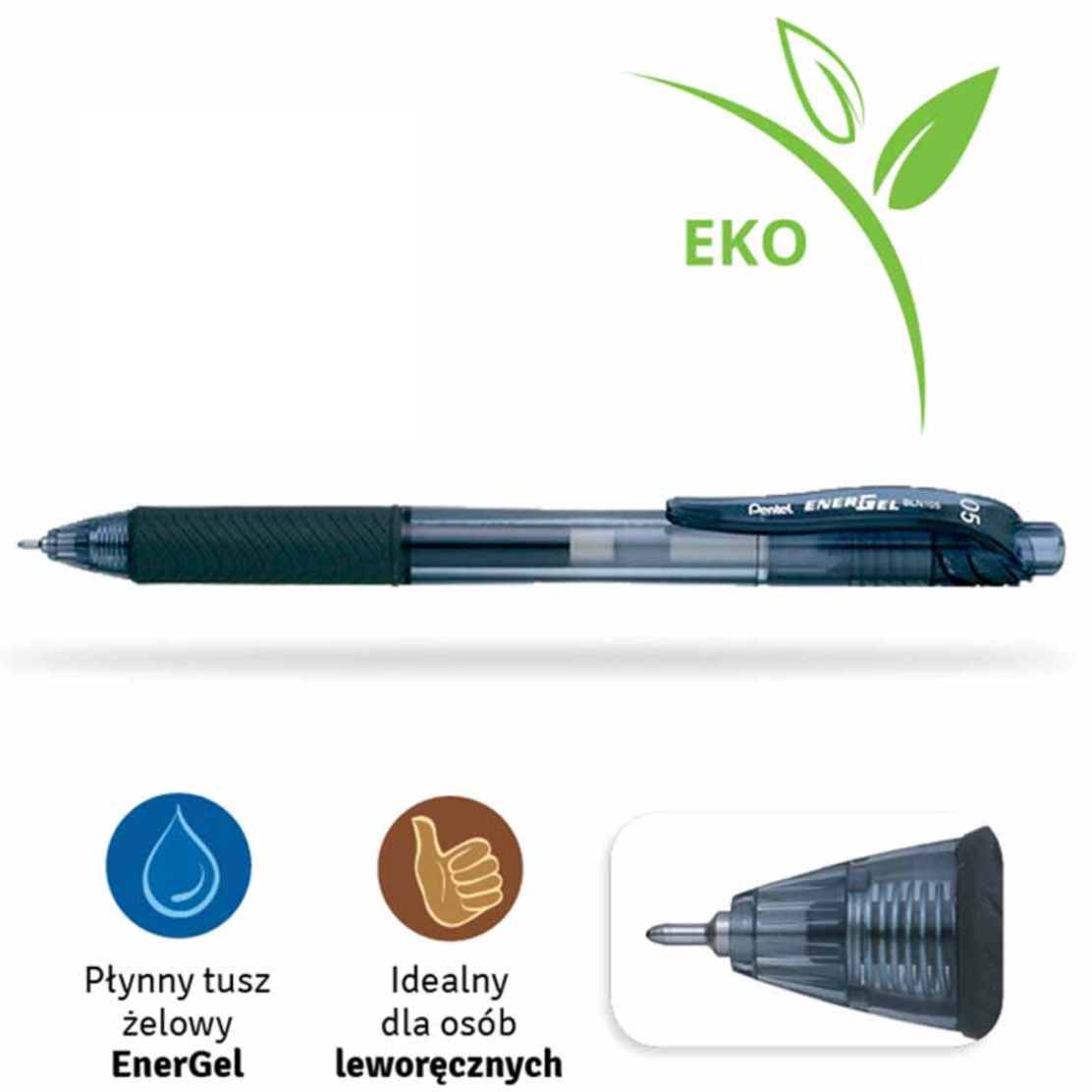 Długopis żelowy Pentel EnerGel BLN105 czarny BLN105-A