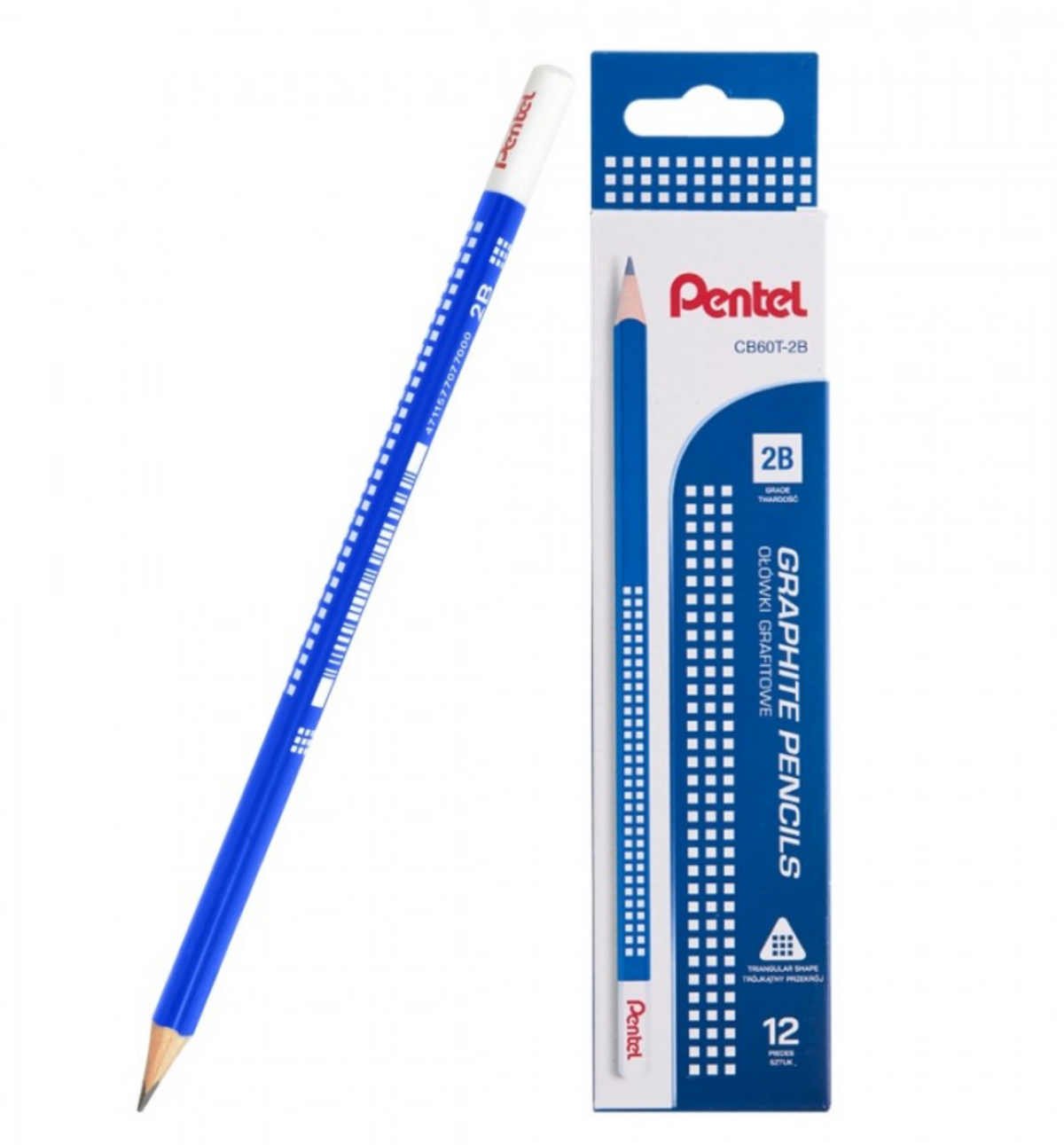 Ołówek drewniany (cedr) trójkątny 2B Pentel CB60T-2B