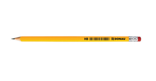 Ołówek drewniany HB z gumką żółty DONAU ostrzony 7386001PL-99