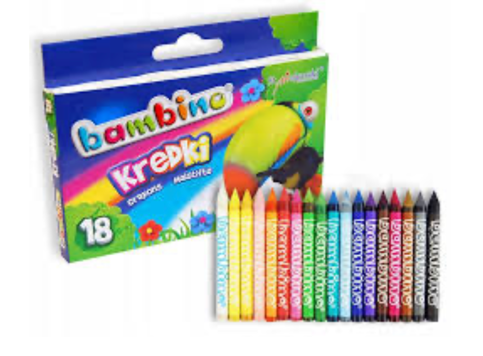 kredki świecowe, grafionowe 18kol Bambino
