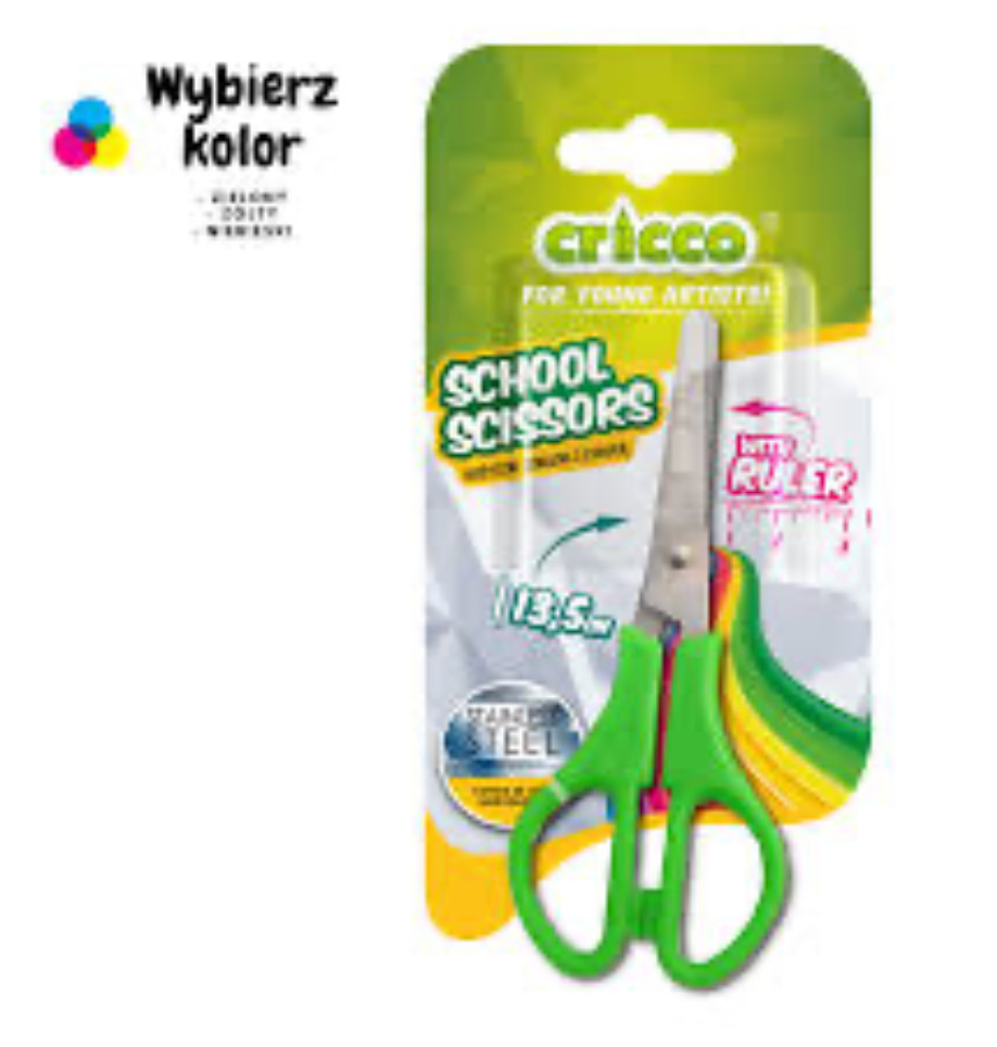 Nożyczki szkolne z linijką 13,5cm CRICCO DISPLAY CR405D30