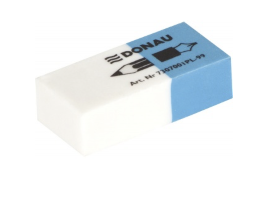 Gumka dwustronna DONAU, 41x18x11mm, niebiesko-biała , 7307001PL-99