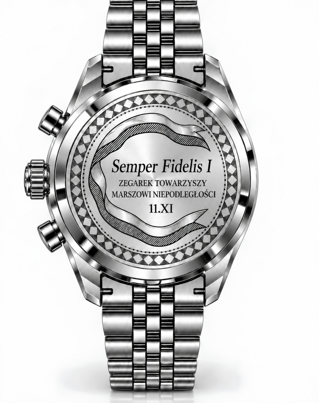 Zegarek Victarae Semper Fidelis - Men Silver - Czarna Tarcza (Bez Numeracji)