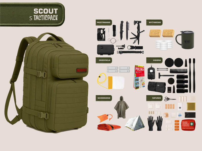TACTICPACK S SCOUT (PLECAK BEZPIECZEŃSTWA)  Plecak ewakuacyjny z wyposażeniem kolor oliwkowy-1