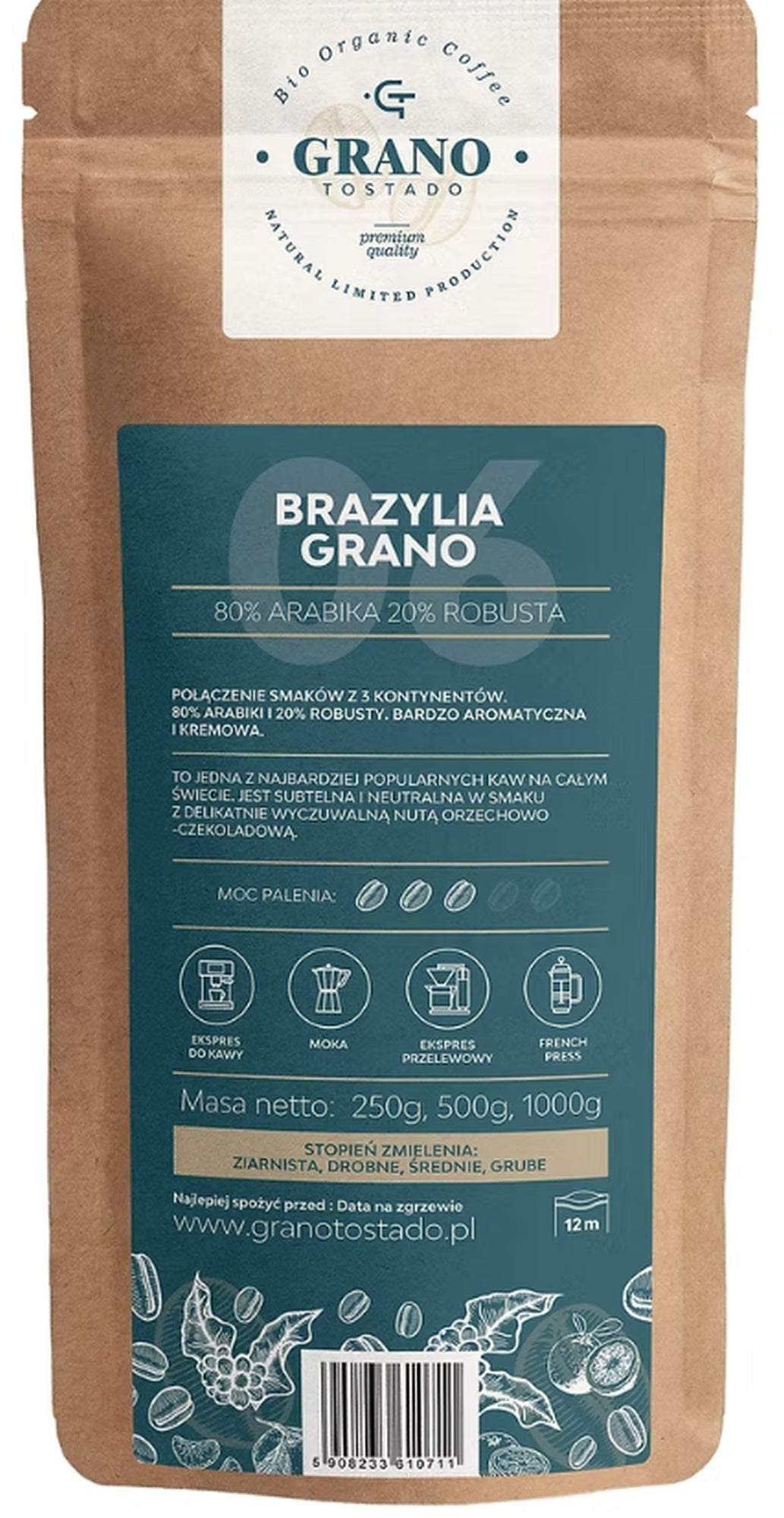 Kawa ziarnista BRAZYLIA GRANO 250g-1