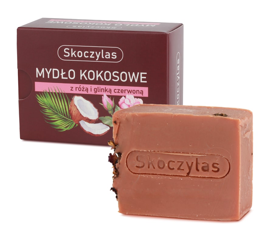 MYDŁO kokosowe z różą i glinką czerwoną - 100 g
