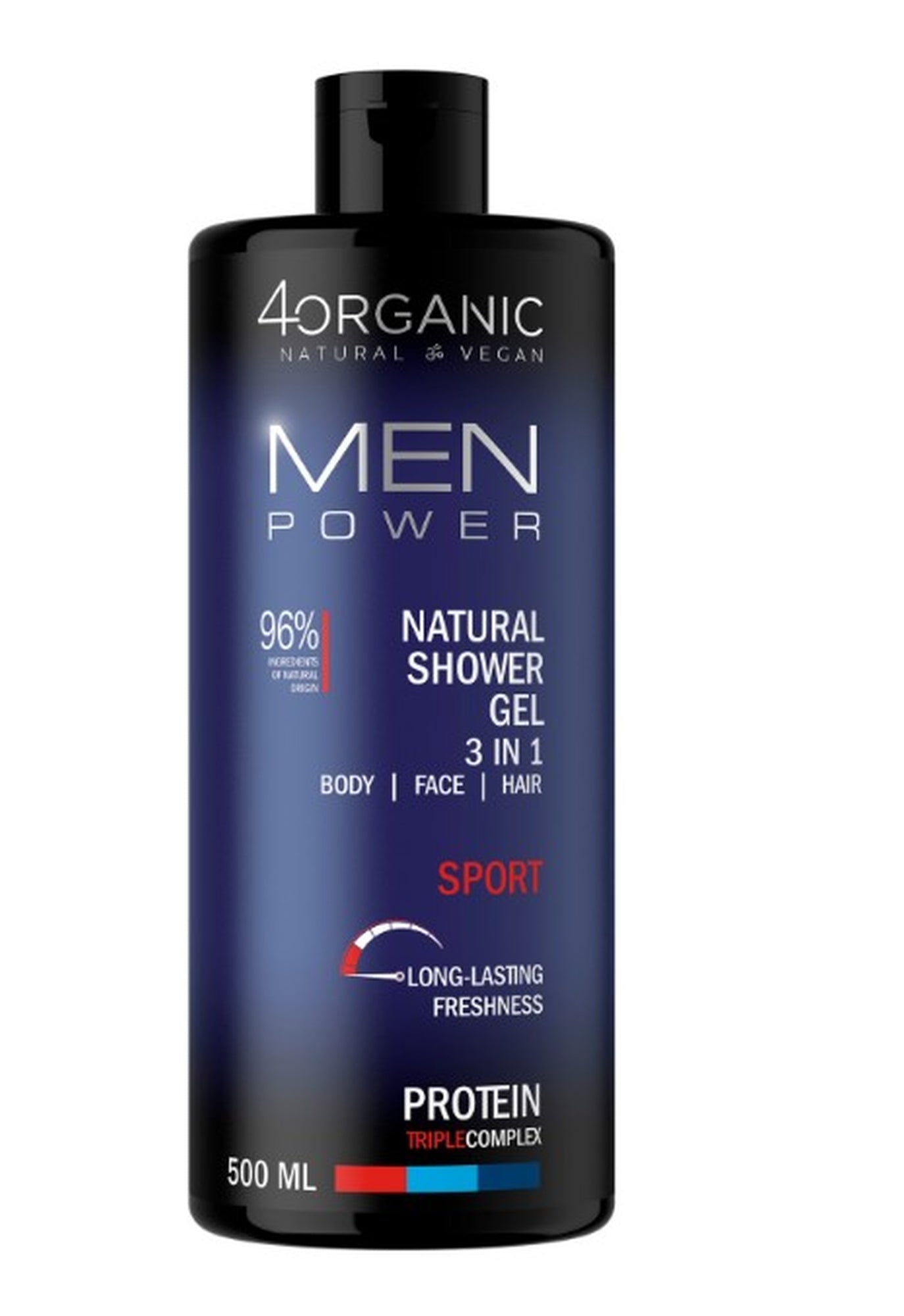 4organic MEN POWER Żel pod prysznic Sport 3 in 1 500ml