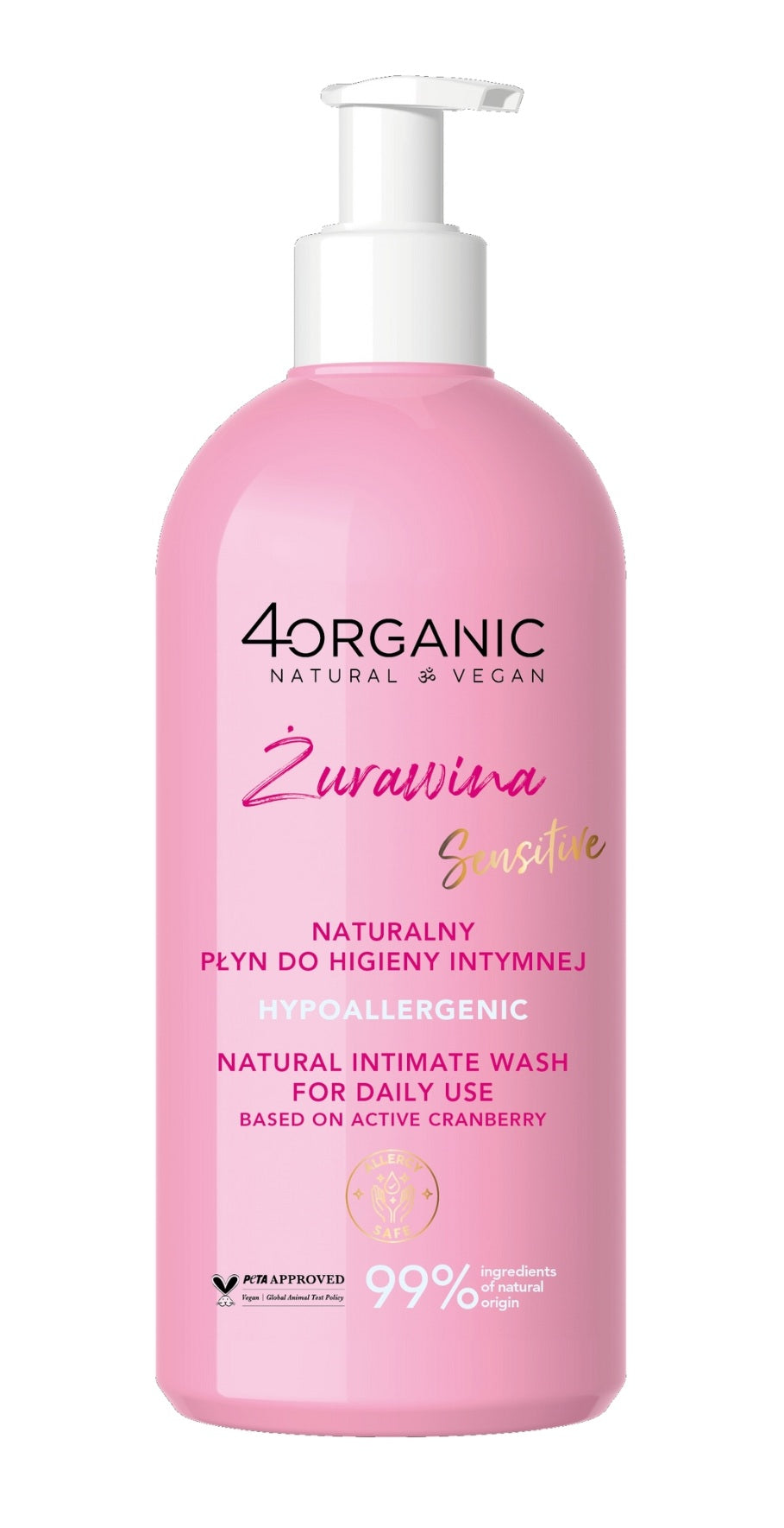 4Organic Naturalny płyn do higieny intymnej Żurawina 350 ml