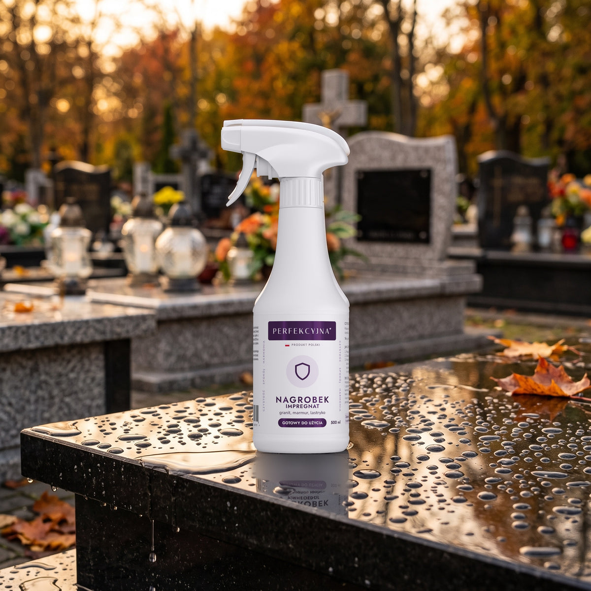 PERFEKCYJNA Nagrobek Impregnat do nagrobków granit, marmur, lastryko 500 ml