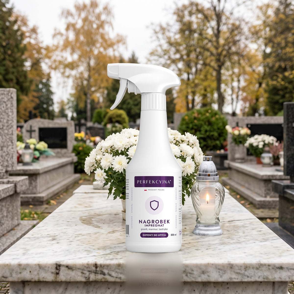 PERFEKCYJNA Nagrobek Impregnat do nagrobków granit, marmur, lastryko 500 ml