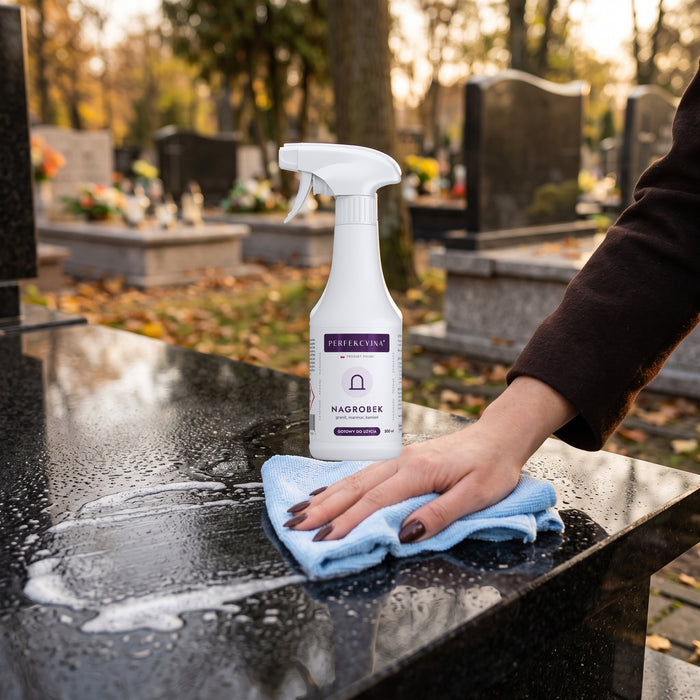 PERFEKCYJNA Nagrobek Płyn do czyszczenia nagrobków granit, marmur, kamień 500 ml